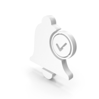 White Notification Bell With Tick Mark Symbol PNG & PSD Images