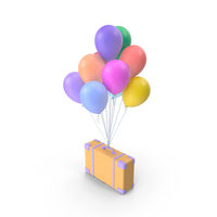 Luggage with Balloons PNG & PSD Images