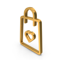 Shopping Bag With Heart Icon Gold PNG & PSD Images