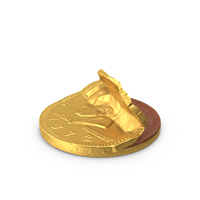 Chocolate Coin with Opened Gold Foil Wrapper PNG & PSD Images
