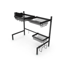 Empty Over Sink Dish Drying Metal Rack Black PNG & PSD Images