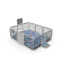 Grey Baby Playpen Full of Plastic Balls PNG & PSD Images