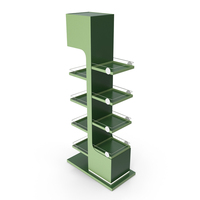 Illuminated Green Promotion Retail Floor Shelf PNG & PSD Images