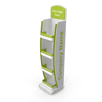 Retail Floor Standing Display White Green Mockup PNG & PSD Images