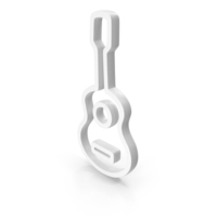 Out Line Acoustic Guitar Icon White PNG & PSD Images