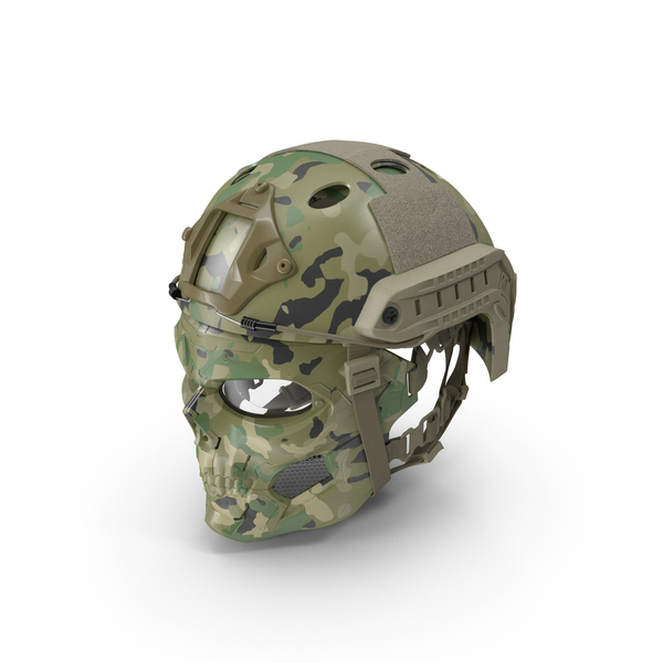 Camouflage Airsoft Tactical Helmet And Mask PNG & PSD Images