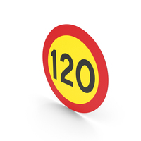 Swedish 120 Speed Limit Sign PNG & PSD Images