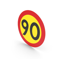 Swedish 90 Speed Limit Sign PNG & PSD Images