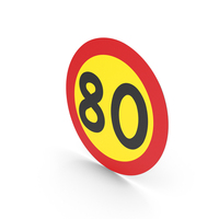 Swedish 80 Speed Limit Sign PNG & PSD Images