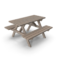 Rustic Oak Dirty Picnic Table PNG & PSD Images