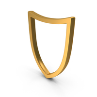 Out Line Shield Icon Gold PNG & PSD Images