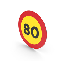 Spanish 80 Maximum Speed Sign PNG & PSD Images