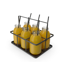 Orange Juice Glass Bottle Set PNG & PSD Images