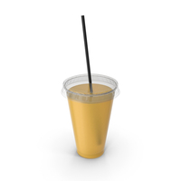 Orange Juice Cup With Straw PNG & PSD Images