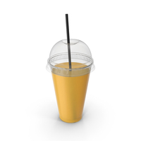 Orange Juice Cup With Straw PNG & PSD Images
