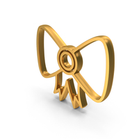Out Line Bow Tie Icon Gold PNG & PSD Images