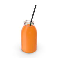 Carrot Juice Glass Bottle With Straw PNG & PSD Images