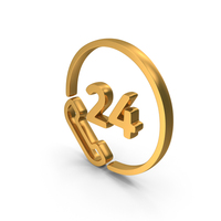 Out Line 24 Hours Calling Icon Gold PNG & PSD Images