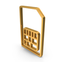 Out Line Sim Card Icon Gold PNG & PSD Images