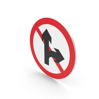 Chinese No Proceed Straight And Right Turns Sign PNG & PSD Images
