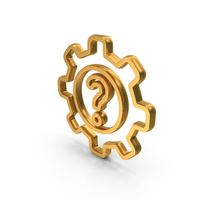 Out Line Question Mark Gear Icon Gold PNG & PSD Images