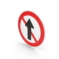 South Korean No Straight Ahead Sign PNG & PSD Images
