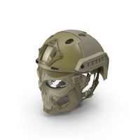 Khaki Airsoft Tactical Helmet and Mask PNG & PSD Images