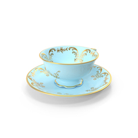 Vintage Teacup And Saucer Blue PNG & PSD Images