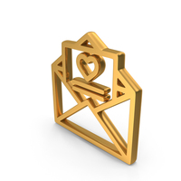 Open Envelope Letter With Love Icon Gold PNG & PSD Images