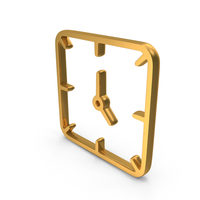 Out Line Clock Icon Gold PNG & PSD Images
