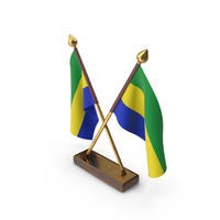 Gabon Cloth Two Flags Stand PNG & PSD Images