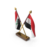 Iraq Cloth Two Flags Stand PNG & PSD Images