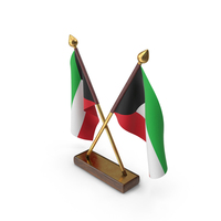 Kuwait Cloth Two Flags Stand PNG & PSD Images