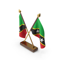Saint Kitts And Nevis Cloth Two Flags Stand PNG & PSD Images