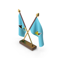 Saint Lucia Cloth Two Flags Stand PNG & PSD Images