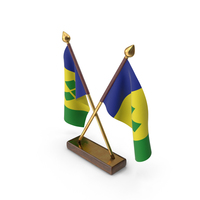 Saint Vincent And The Grenadines Cloth Two Flags Stand PNG & PSD Images