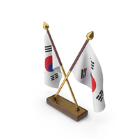 South Korea Cloth Two Flags Stand PNG & PSD Images