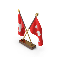 Switzerland Cloth Two Flags Stand PNG & PSD Images