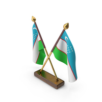 Uzbekistan Cloth Two Flags Stand PNG & PSD Images