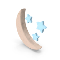Clay Moon With Stars PNG & PSD Images
