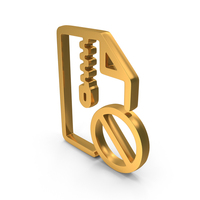Gold Blocked Zip File Icon PNG & PSD Images