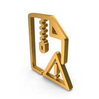 Gold Zip File With Exclamation Icon PNG & PSD Images