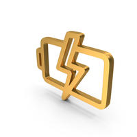 Out Line Battery Charge Icon Gold PNG & PSD Images