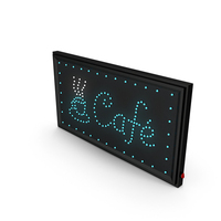Cafe Sign Bright Blue LED Light ON PNG & PSD Images