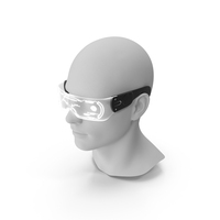 White Cyberpunk LED Glasses PNG & PSD Images