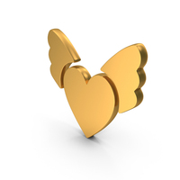 Gold Heart With Wings Icon PNG & PSD Images