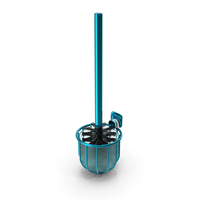 Silver Effect Wall Mounted Toilet Brush Holder With Brush And Hook Blue PNG & PSD Images