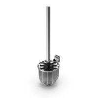 Silver Effect Wall Mounted Toilet Brush Holder With Brush And Hook White PNG & PSD Images