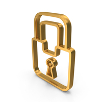 Out Line Security Lock Icon Gold PNG & PSD Images