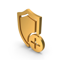 Gold Add File Safety Icon PNG & PSD Images